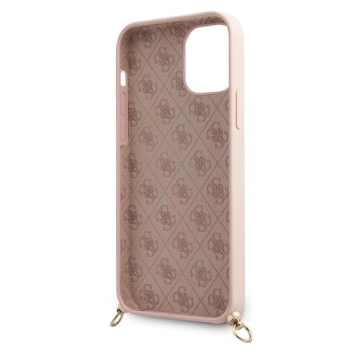 Etui Guess Metal Logo Cord na iPhone 12 mini - różowe