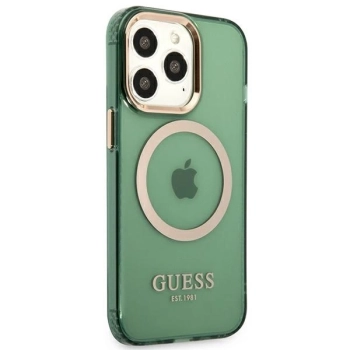 Etui Guess Gold Outline Translucent MagSafe na iPhone 13 Pro Max - zielone