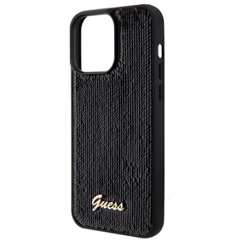 Etui Guess Sequin Script Metal na iPhone 15 Pro - czarne