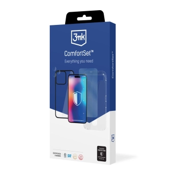 Zestaw 3mk Comfort Set 4 in 1 na iPhone 14 - etui, 2x szkło, ramka aplikacyjna