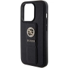 Etui Guess Grip Stand 4G Triangle Strass na iPhone 15 Pro - czarne