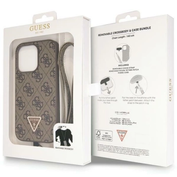 Etui Guess Crossbody 4G Metal Logo na iPhone 14 Pro Max - brązowe
