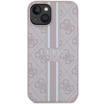 Etui Guess 4G Printed Stripes MagSafe na iPhone 14 Plus - różowe