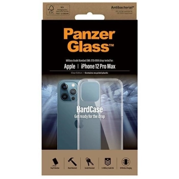 Etui PanzerGlass ClearCase antybakteryjne z certyfikatem Military Grade na iPhone 12 Pro Max - przezroczyste