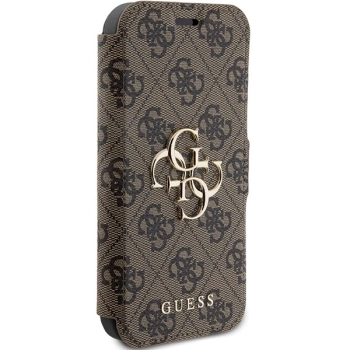Etui Guess 4G Metal Logo na iPhone 15 Pro - brązowe