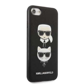 Etui Karl Lagerfeld Saffiano Karl&Choupette Head na iPhone 7 / 8 / SE 2020 / SE 2022 - czarne