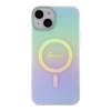 Etui Guess IML Iridescent MagSafe do iPhone 15 Plus - turkusowe