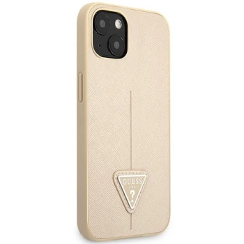 Etui Guess Saffiano Triangle Logo na iPhone 14 - beżowe