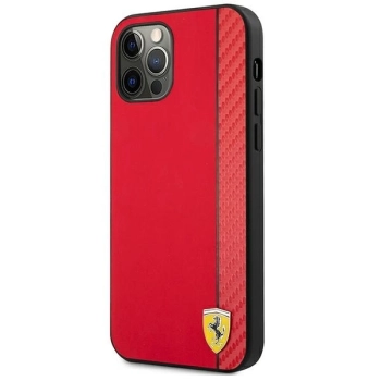 Etui Ferrari On Track Carbon Stripe na iPhone 12 / iPhone 12 Pro - czerwone