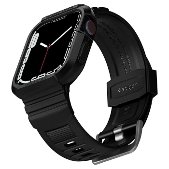 Etui z paskiem Spigen Rugged Armor Pro na Apple Watch 4 / 5 / 6 / 7 / 8 / SE (44/45 mm) - czarne