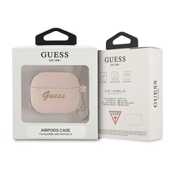 Etui Guess Silicone Charm Heart Collection na AirPods 3 - różowe