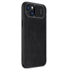 Skórzane etui z klapką osłoną aparatu do iPhone 15 Plus Nillkin Qin Pro Leather - czarne