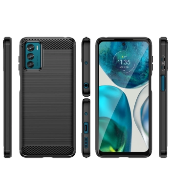 Carbon Case etui Motorola Moto G42 elastyczny silikonowy karbonowy pokrowiec czarne