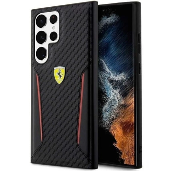 Etui Ferrari Carbon Contrast Edges na Samsung Galaxy S23 Ultra - czarne
