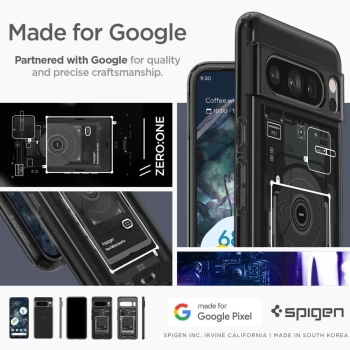 Etui Spigen Ultra Hybrid na Google Pixel 8 Pro - ciemnoszare (wzór Zero One)
