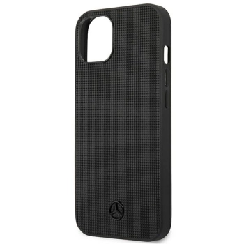 Etui Mercedes Leather Meshed Metal Logo na iPhone 13 - czarne