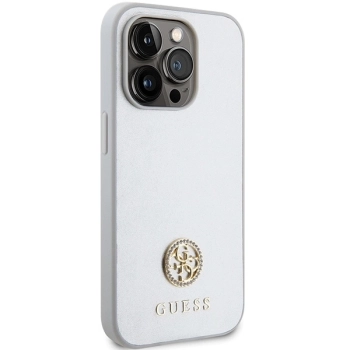 Etui Guess Strass Metal Logo do iPhone 15 Pro Max - srebrne
