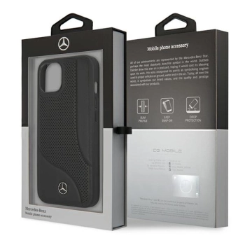 Etui Mercedes Leather Perforated Area na iPhone 13 mini - czarne