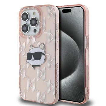 Etui Karl Lagerfeld IML Choupette Head & Monogram na iPhone 13 Pro Max - różowe