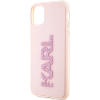 Etui Karl Lagerfeld 3D Rubber Glitter Logo na iPhone 11 / Xr - różowe