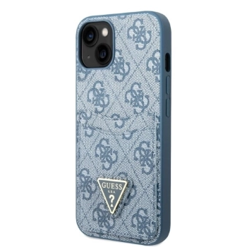 Etui Guess 4G Triangle Logo Cardslot na iPhone 13 mini - niebieskie