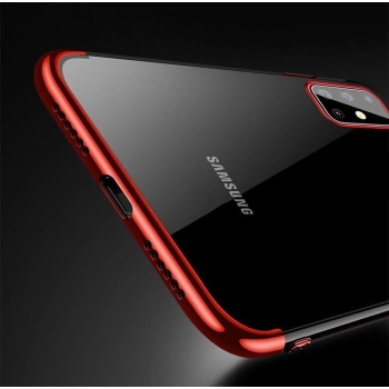 Clear Color case żelowy pokrowiec etui z metaliczną ramką Samsung Galaxy A72 4G czerwony
