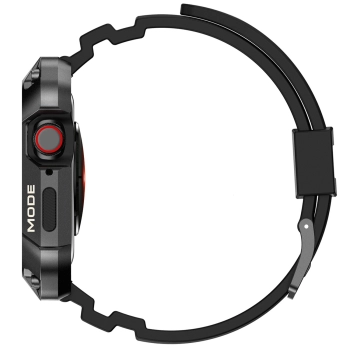 Kingxbar CYF134 2w1 pancerne etui Apple Watch SE, 6, 5, 4 (44 mm) ze stali nierdzewnej z paskiem czarne