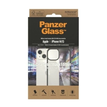 Etui PanzerGlass ClearCase antybakteryjne na iPhone 14 / 15 / 13 - przezroczysto-czarne