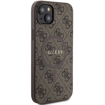 Etui Guess 4G Collection Leather Metal Logo MagSafe na iPhone 15 / 14 / 13 - brązowe