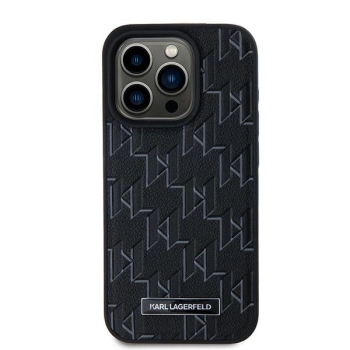 Etui Karl Lagerfeld Leather Monogram Metal Logo na iPhone 15 Pro Max - czarne