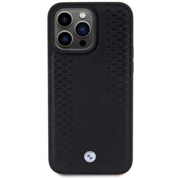 Etui BMW Leather Diamond Pattern na iPhone 15 Pro - czarne
