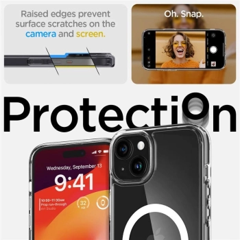 Etui Spigen Crystal Hybrid MagSafe na iPhone 15 - przezroczysto-białe