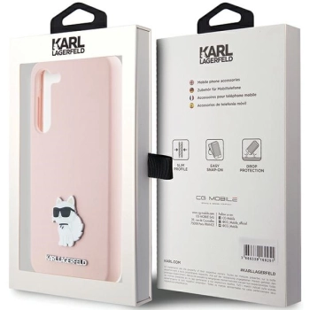 Etui Karl Lagerfeld Silicone Choupette Metal Pin na Samsung Galaxy S24+ - różowe