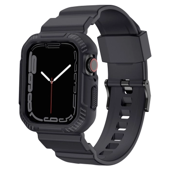 Kingxbar CYF106 2w1 pancerne etui Apple Watch SE, 9, 8, 7, 6, 5, 4, 3, 2, 1 (41, 40, 38 mm) z paskiem szare