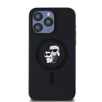 Etui Karl Lagerfeld Silicone Karl&Choupette Ring MagSafe na iPhone 15 Pro Max - czarne