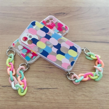 Color Chain Case żelowe elastyczne etui z łańcuchem łańcuszkiem zawieszką do iPhone 13 Pro Max wielokolorowy (4)