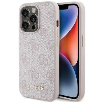 Etui Guess 4G Metal Gold Logo na iPhone 15 Pro - różowe