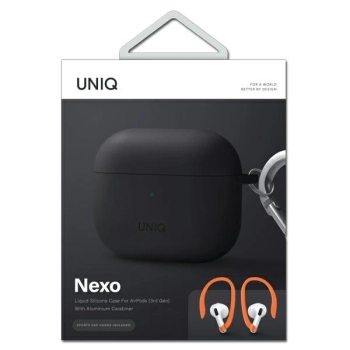 Etui Uniq Nexo na AirPods 3 + Ear Hooks Silicone - szare