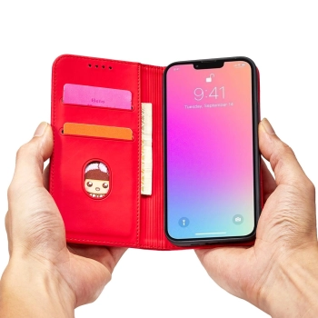 Magnet Card Case etui do iPhone 13 mini pokrowiec portfel na karty kartę podstawka czerwony