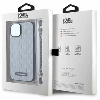 Etui Karl Lagerfeld Saffiano Monogram Chain na iPhone 14 - srebrne