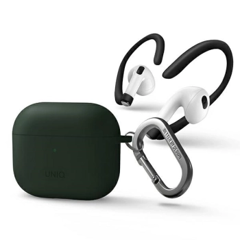 Etui Uniq Nexo na AirPods 3 + Ear Hooks Silicone - zielone
