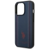Etui U.S. Polo Assn. Leather Stitch na iPhone 14 Pro - granatowe