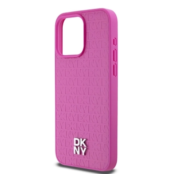 Etui DKNY Leather Monogram Pattern Metal Logo MagSafe na iPhone 15 Pro Max - różowe