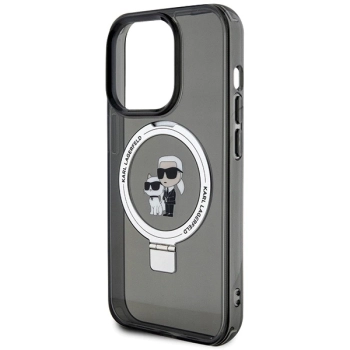 Etui Karl Lagerfeld Ring Stand Karl&Choupettte MagSafe do iPhone 13 Pro - czarne