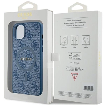 Etui Guess 4G Collection Leather Metal Logo MagSafe na iPhone 15 / 14 / 13 - niebieskie