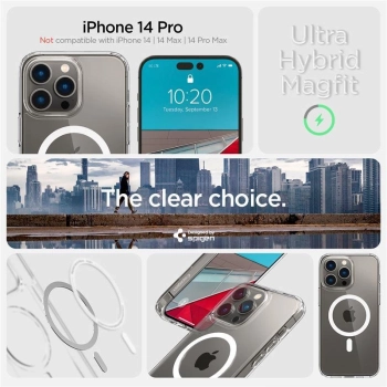 Etui Spigen Ultra Hybrid Mag z MagSafe na iPhone 14 Pro - przezroczysto-białe