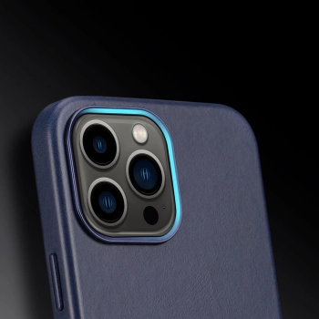 Dux Ducis Naples etui do iPhone 13 Pro Max skórzany pokrowiec (kompatybilny z MagSafe) niebieski