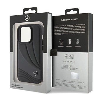 Etui Mercedes Leather Wave Patern na iPhone 15 Pro Max - czarne