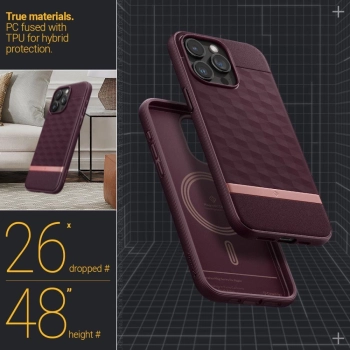 Etui Caseology Parallax Mag z MagSafe na iPhone 15 Pro - burgundowe