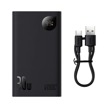 Baseus Adaman2 powerbank z wyświetlaczem cyfrowym 20000mAh 30W 2 x USB / 1x USB Typ C Power Delivery Quick Charge SCP, Oppo Super VOOC czarny (PPAD050